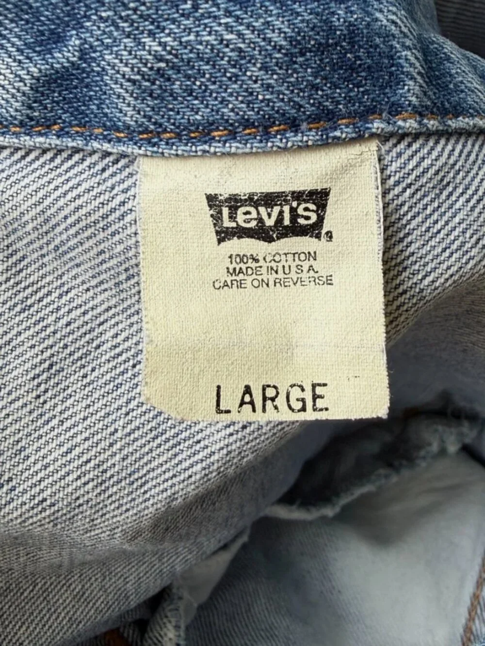 Vintage Levi's 70507 Black Label Denim Jacket L Made in USA Bleach Wash 90s - Picture 5 of 13